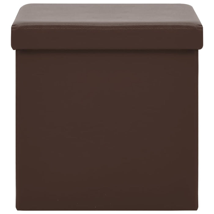 Sgabelli con Contenitore Pieghevoli 2 pz Marroni in PVC 338787