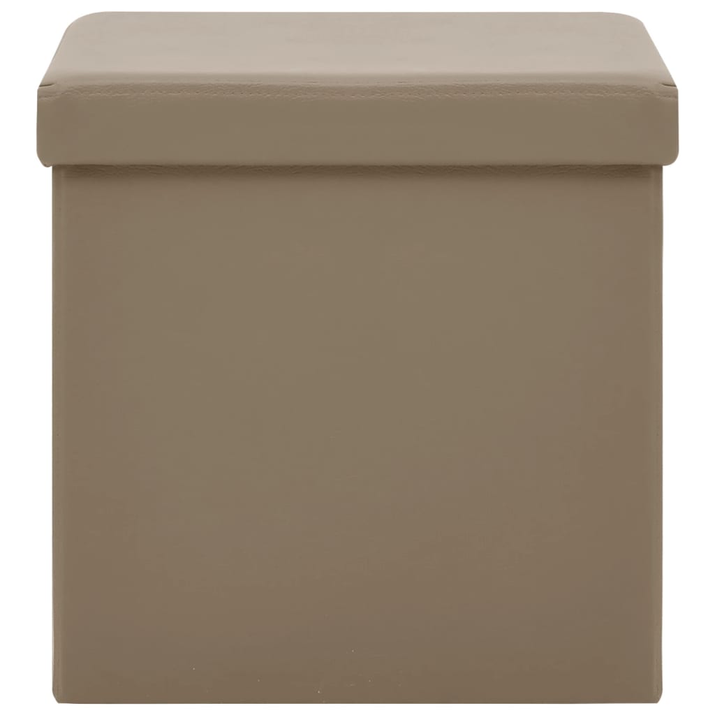 Sgabelli con Contenitore Pieghevoli 2 pz Cappuccino in PVC 338790