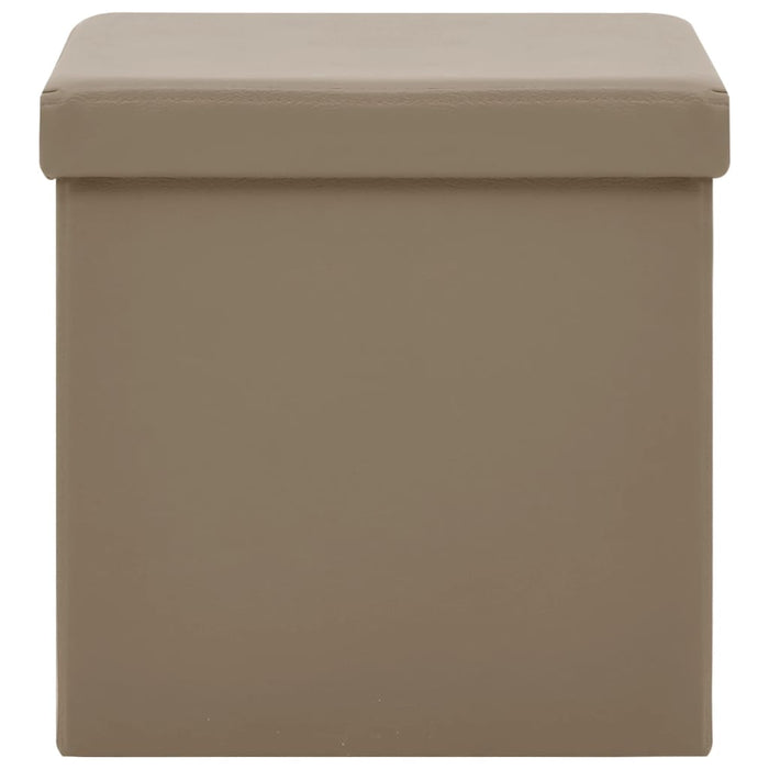 Sgabelli con Contenitore Pieghevoli 2 pz Cappuccino in PVC 338790