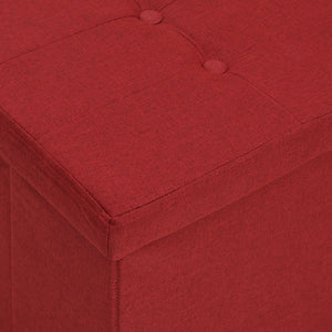Panca portaoggetti pieghevole 110 x 38 x 38 cm finto lino rosso bordeaux 02_0010896