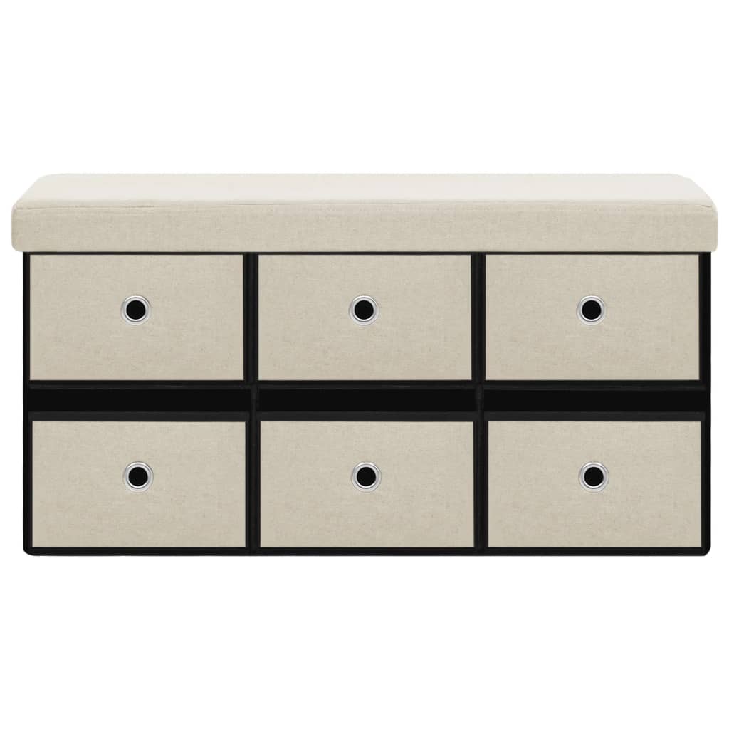 Cassapanca Pieghevole Bianco Crema 76x38x38 cm in Simil Linocod mxl 102542