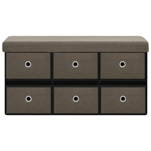 Cassapanca Pieghevole Marrone 76x38x38 cm in Simil Lino cod mxl 45062