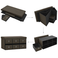 Panca portaoggetti pieghevole 76 x 38 x 38 cm finto lino testa di moro 02_0010960