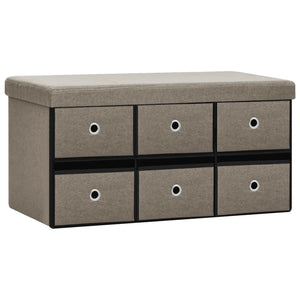 Cassapanca Pieghevole Tortora 76x38x38 cm in Simil Lino 338817