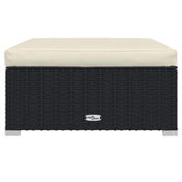 Poggiapiedi da Giardino con Cuscino Nero 70x70x30 cm Polyrattan cod mxl 66438