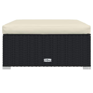 Poggiapiedi da Giardino con Cuscino Nero 70x70x30 cm Polyrattan cod mxl 66438