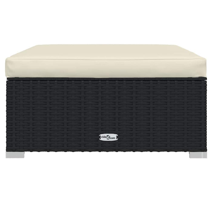 Poggiapiedi da Giardino con Cuscino Nero 70x70x30 cm Polyrattan cod mxl 66438