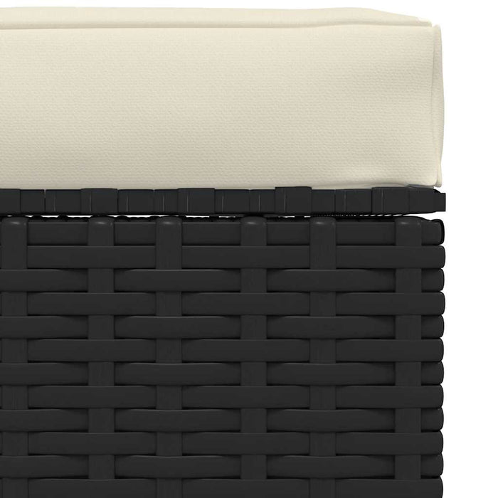 Poggiapiedi da Giardino con Cuscino Nero 70x70x30 cm Polyrattan cod mxl 66438