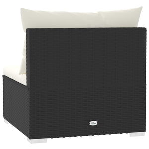 Divano a 3 Posti con Cuscini in Polyrattan Nero cod mxl 34886