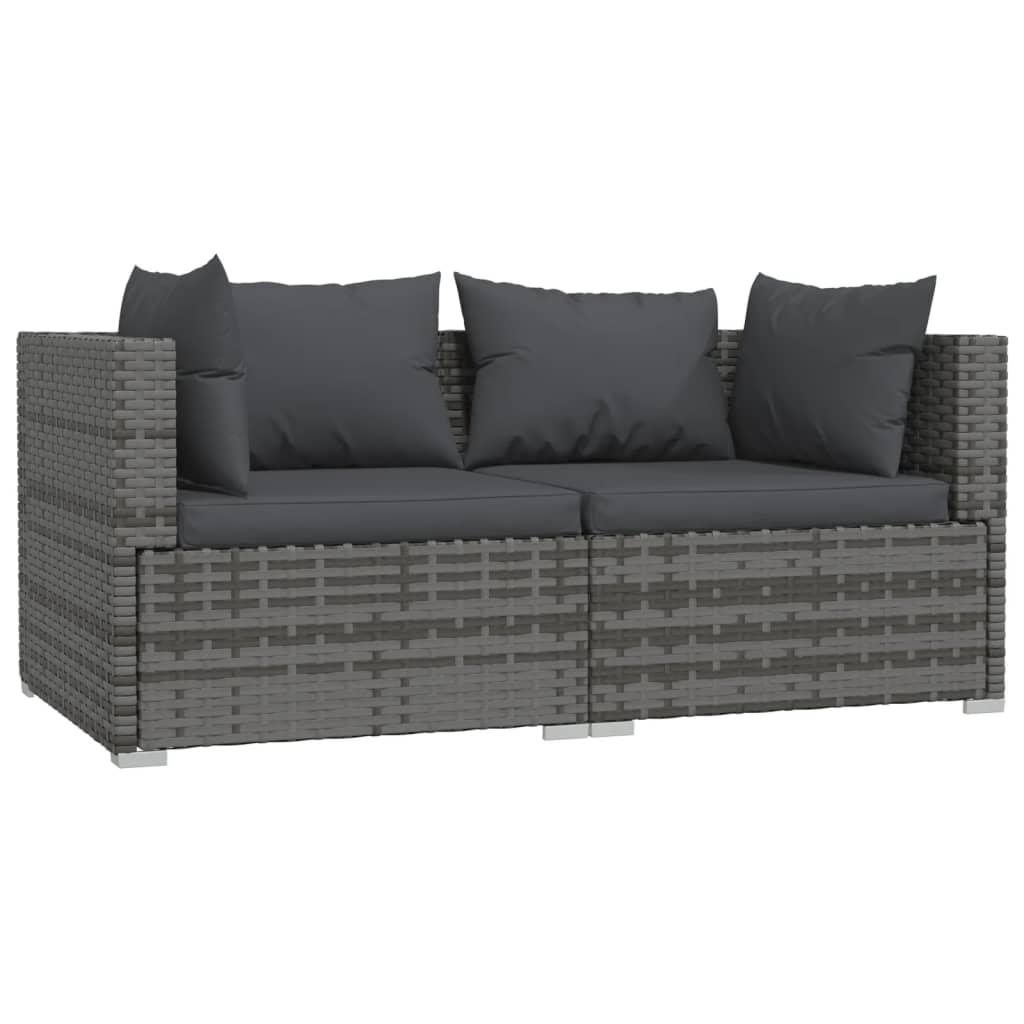 Set Divani da Giardino 3 pz con Cuscini in Polyrattan Grigio 317510
