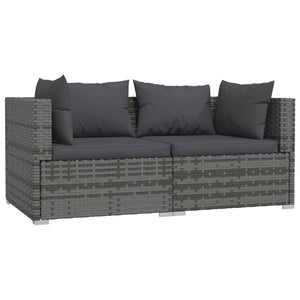 Set Divani da Giardino 3 pz con Cuscini in Polyrattan Grigio 317510