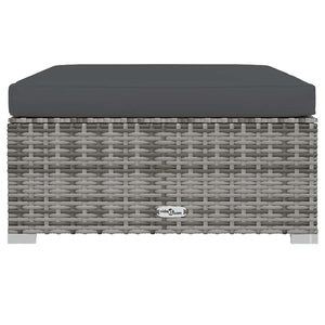 Poggiapiedi Giardino con Cuscino Grigio 70x70x30 cm Polyrattancod mxl 94832