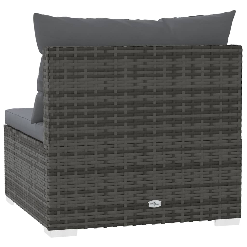 Divano a 3 Posti con Cuscini in Polyrattan Grigio cod mxl 39787