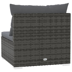 Divano a 3 Posti con Cuscini in Polyrattan Grigio cod mxl 39787