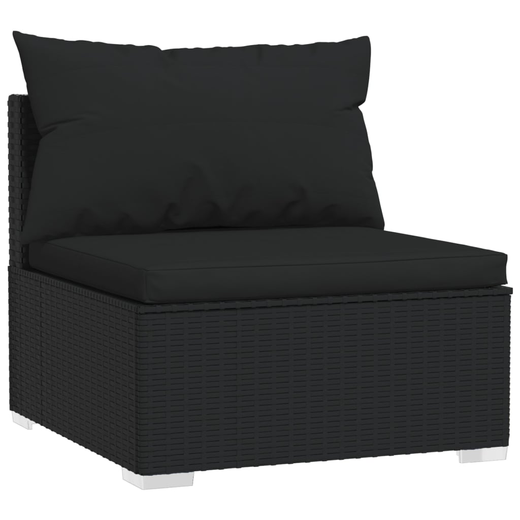 Divano a 3 Posti con Cuscini in Polyrattan Nero 317522