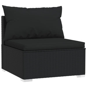 Divano a 3 Posti con Cuscini in Polyrattan Nero 317522