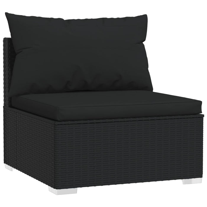 Divano a 3 Posti con Cuscini in Polyrattan Nero 317522