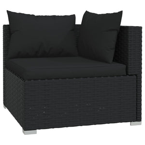 Divano a 3 Posti con Cuscini in Polyrattan Nero 317522