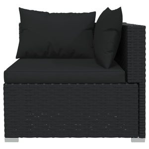 Divano a 3 Posti con Cuscini in Polyrattan Nero 317522
