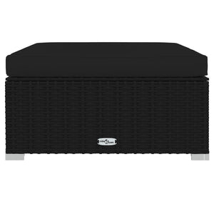 Poggiapiedi da Giardino con Cuscino Nero 70x70x30 cm Polyrattan 317525