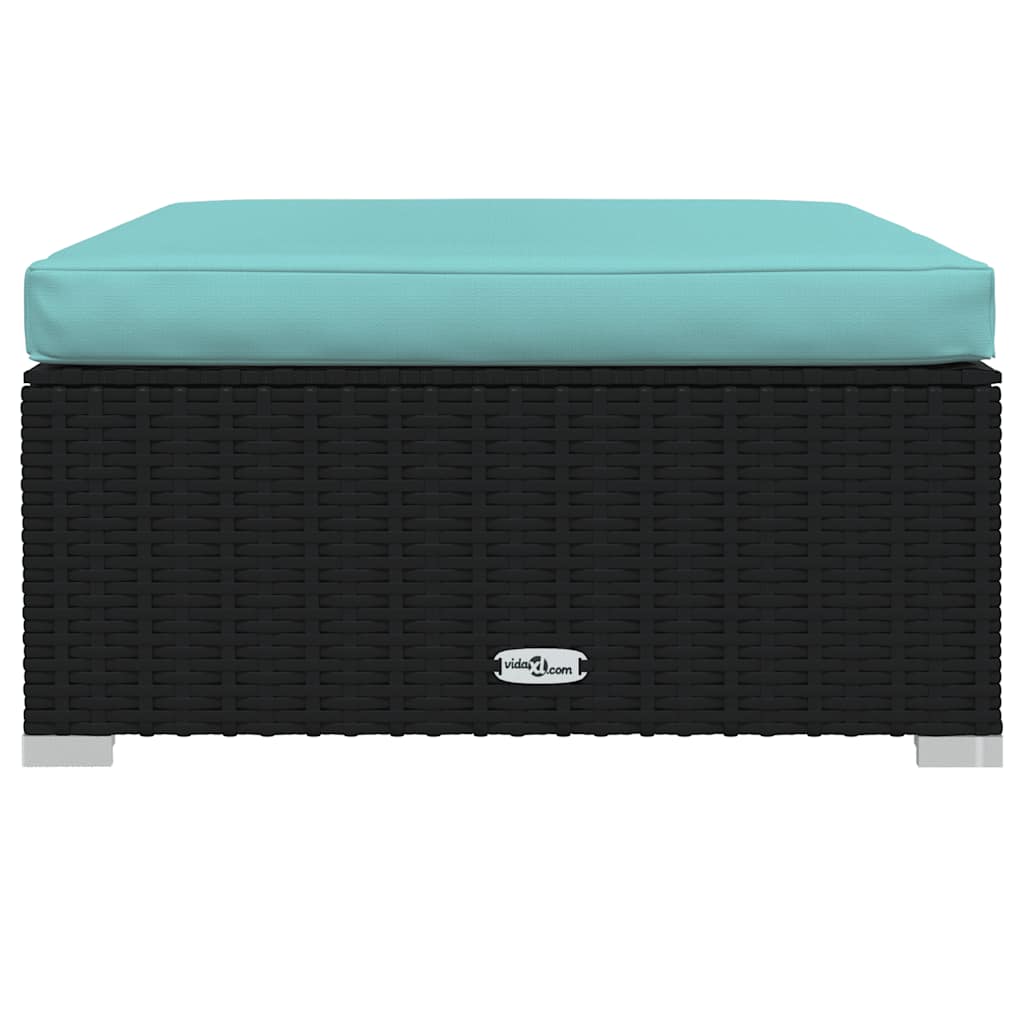 Poggiapiedi da Giardino con Cuscino Nero 70x70x30 cm Polyrattan cod mxl 74256