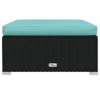Poggiapiedi da Giardino con Cuscino Nero 70x70x30 cm Polyrattan cod mxl 74256