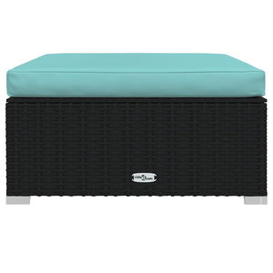 Poggiapiedi da Giardino con Cuscino Nero 70x70x30 cm Polyrattan cod mxl 74256