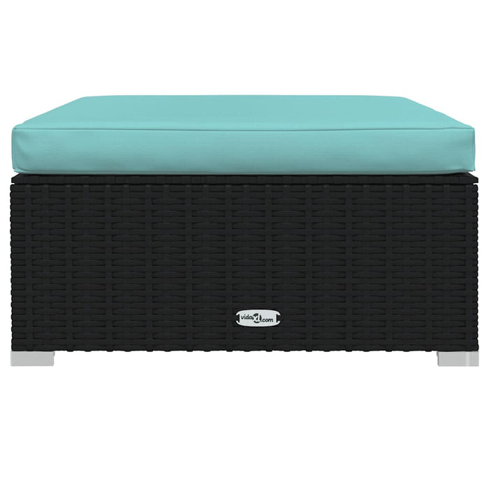 Poggiapiedi da Giardino con Cuscino Nero 70x70x30 cm Polyrattan cod mxl 74256