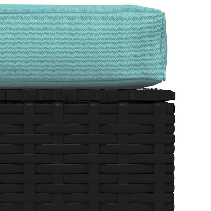 Poggiapiedi da Giardino con Cuscino Nero 70x70x30 cm Polyrattan cod mxl 74256