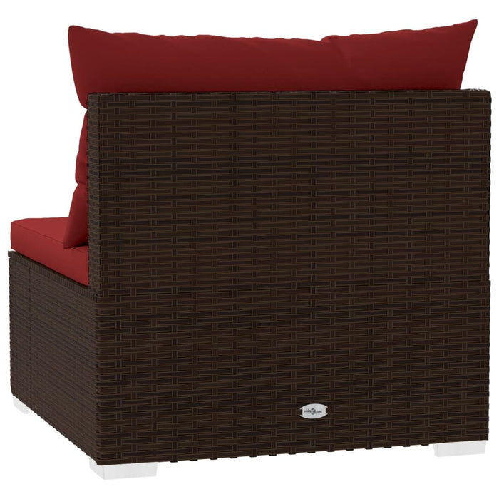 Divano a 3 Posti con Cuscini in Polyrattan Marrone cod mxl 37907