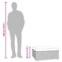 Poggiapiedi Giardino con Cuscino Marrone 70x70x30 cm Polyrattan 317558