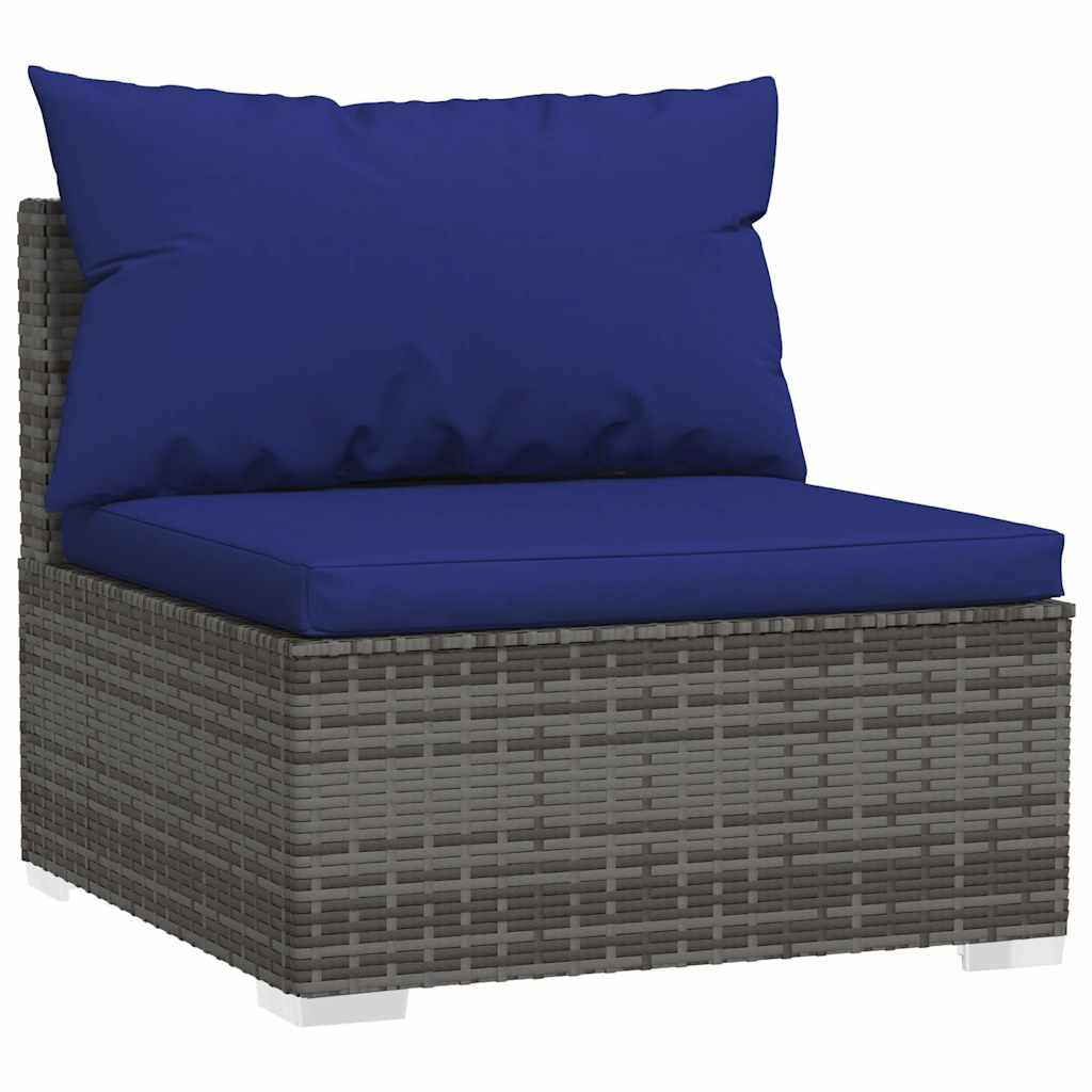 Set Divani da Giardino 4 pz con Cuscini in Polyrattan Grigio 317567
