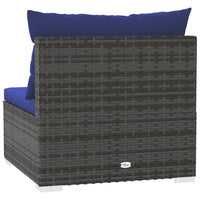 Divano a 3 Posti con Cuscini in Polyrattan Grigio 317572