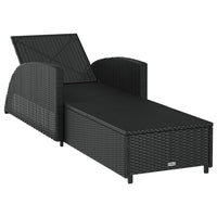 Lettino Prendisole con Cuscino Bianco Crema in Polyrattan Nero 317177