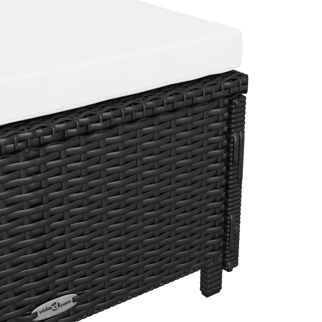 Lettino Prendisole con Cuscino Bianco Crema in Polyrattan Nero cod mxl 23226