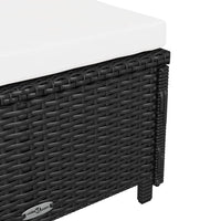 Lettino Prendisole con Cuscino Bianco Crema in Polyrattan Nero 317177