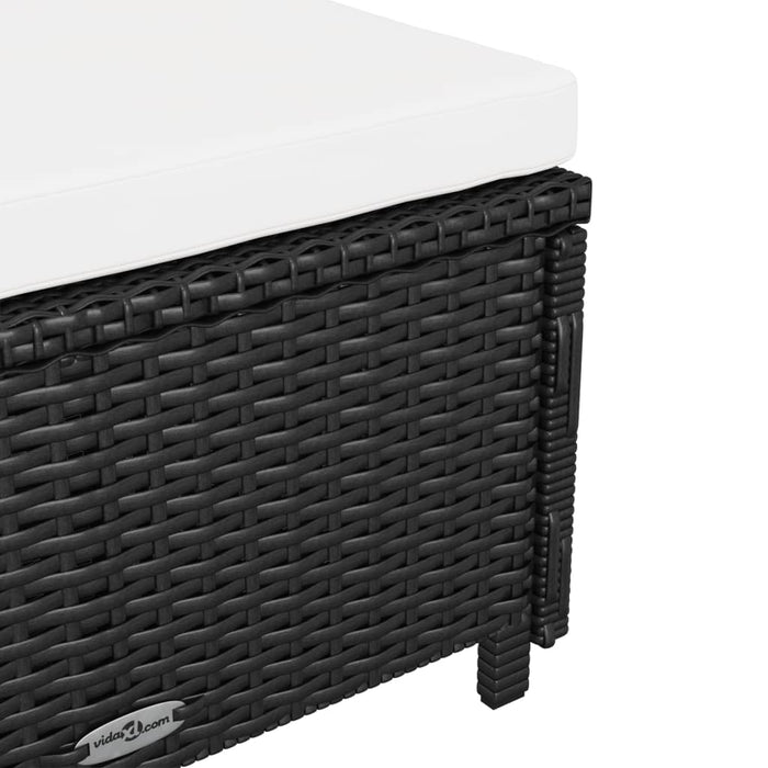 Lettino Prendisole con Cuscino Bianco Crema in Polyrattan Nero 317177