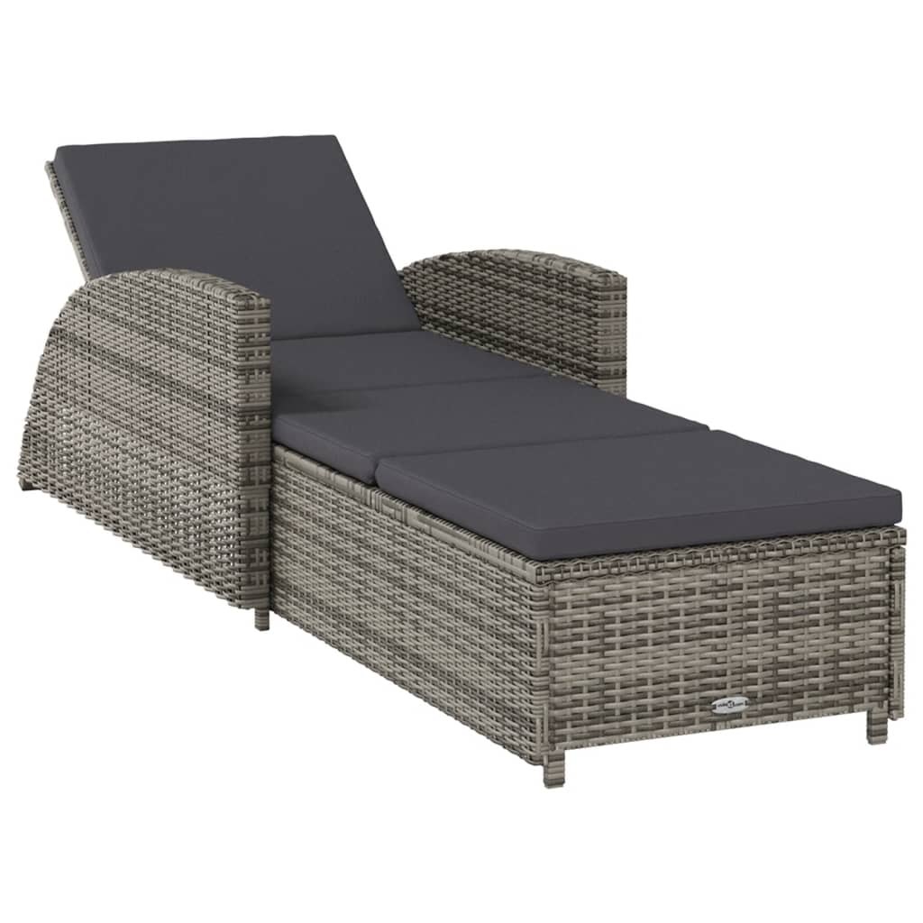 Lettino Prendisole con Cuscino Grigio Scuro Polyrattan Grigio cod mxl 23217