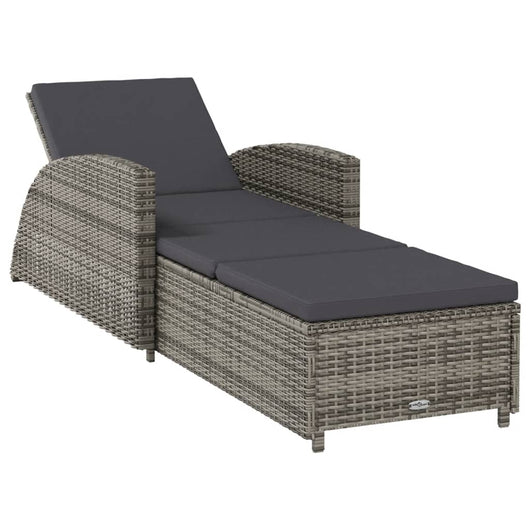 Lettino Prendisole con Cuscino Grigio Scuro Polyrattan Grigio cod mxl 23217