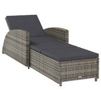 Lettino Prendisole con Cuscino Grigio Scuro Polyrattan Grigio 317178