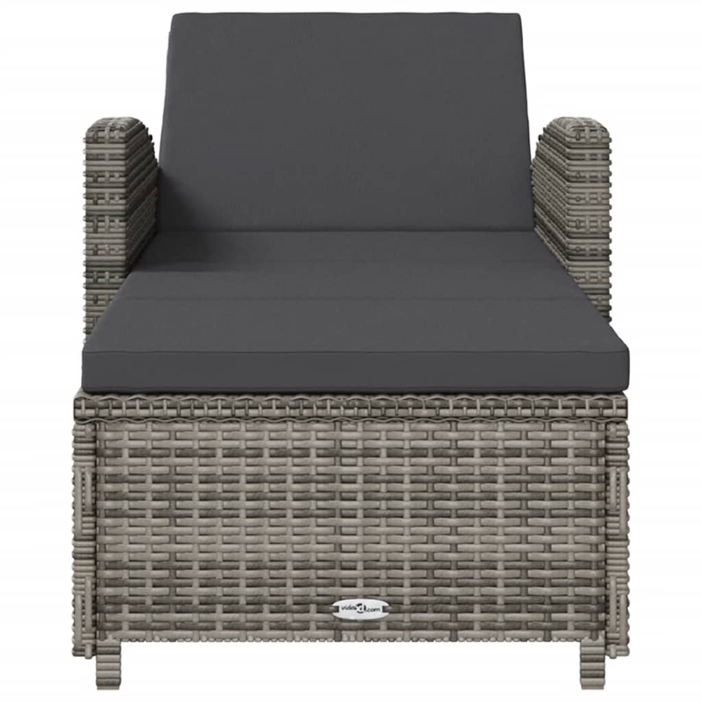 Lettino Prendisole con Cuscino Grigio Scuro Polyrattan Grigio cod mxl 23217