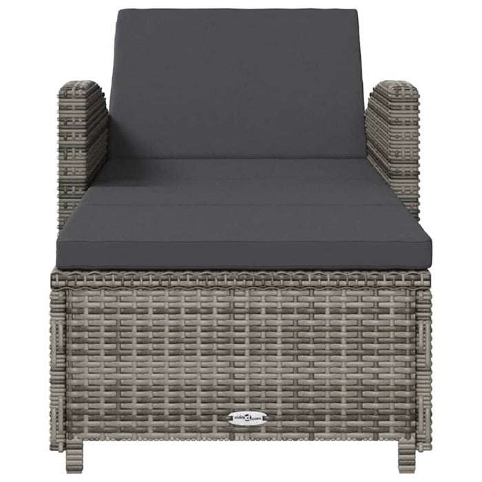 Lettino Prendisole con Cuscino Grigio Scuro Polyrattan Grigio cod mxl 23217