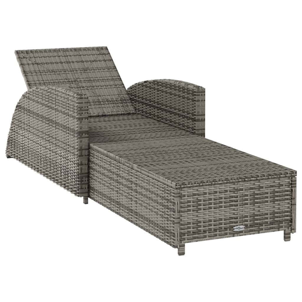 Lettino Prendisole con Cuscino Grigio Scuro Polyrattan Grigio 317178
