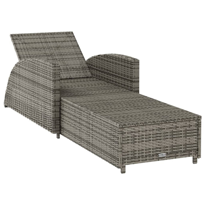 Lettino Prendisole con Cuscino Grigio Scuro Polyrattan Grigio 317178