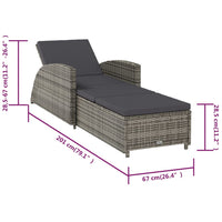 Lettino Prendisole con Cuscino Grigio Scuro Polyrattan Grigio 317178