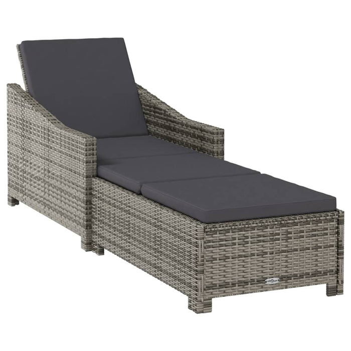 Lettino Prendisole con Cuscino Grigio Scuro Polyrattan Grigio 317180
