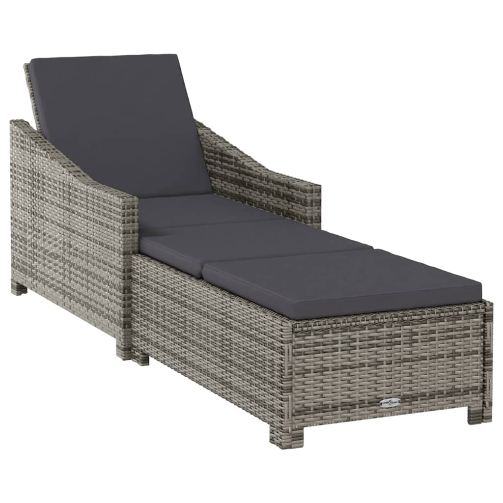 Lettino Prendisole con Cuscino Grigio Scuro Polyrattan Grigio cod mxl 23228