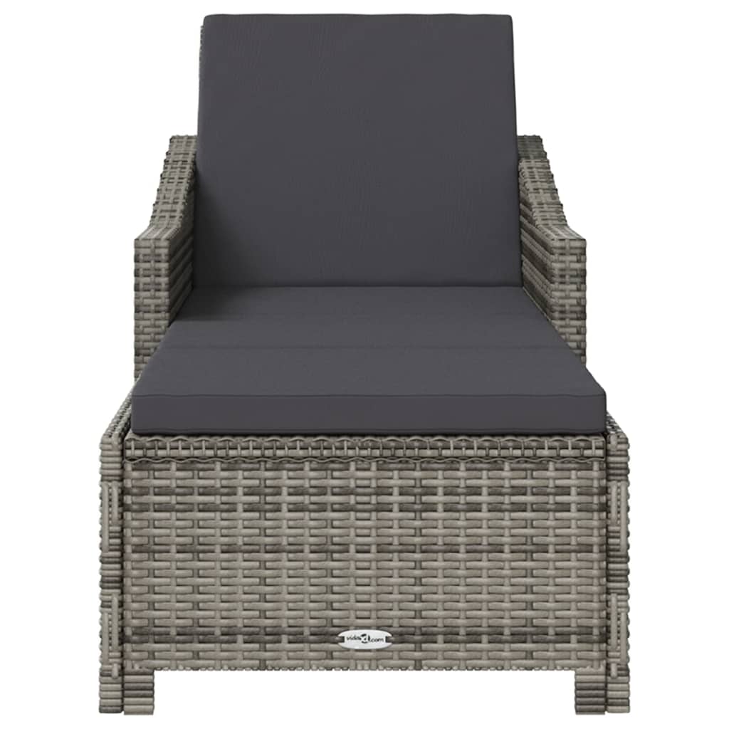 Lettino Prendisole con Cuscino Grigio Scuro Polyrattan Grigio 317180