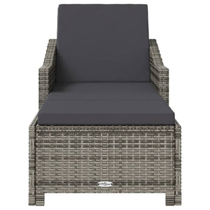 Lettino Prendisole con Cuscino Grigio Scuro Polyrattan Grigio 317180