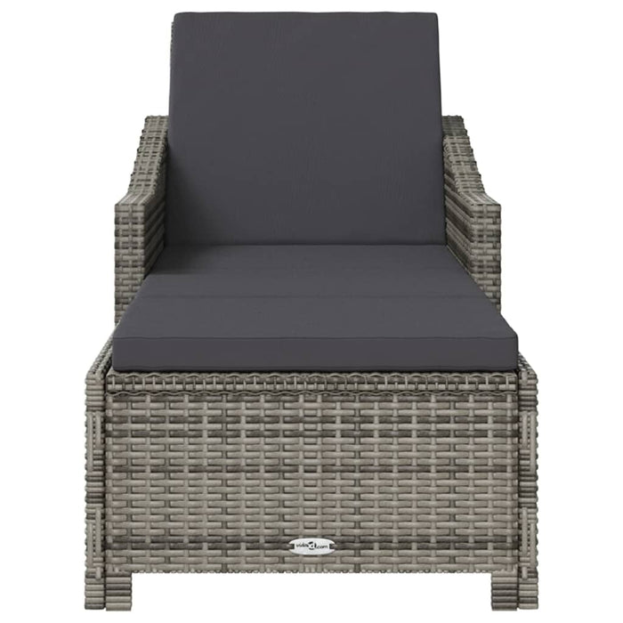 Lettino Prendisole con Cuscino Grigio Scuro Polyrattan Grigio 317180